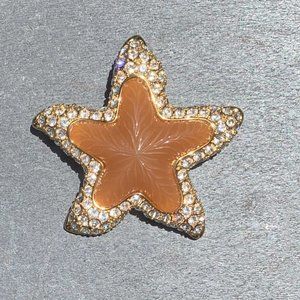 Vintage KJL Kenneth J. Lane Orthoclase/Rhinestone Seastar/Starfish Brooch/Pin